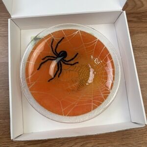 Peggy Karr Very Rare Spooky Spider in Web 9" Bowl Halloween, Signed NEW